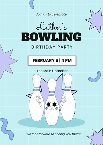 Free Aesthetic Bowling Birthday Invitation Template to Edit Online