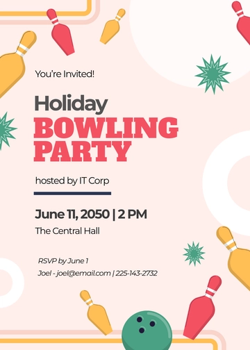 Free Modern Holiday Bowling Invitation Template to Edit Online