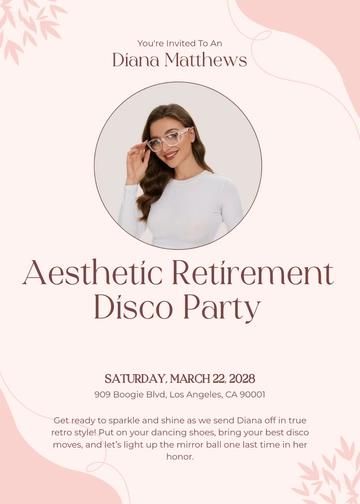 Free Aesthetic Retirement Disco Party Invitation Template to Edit Online