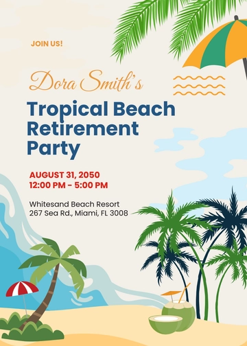 Free Colorful Tropical Retirement Party Invitation Template to Edit Online