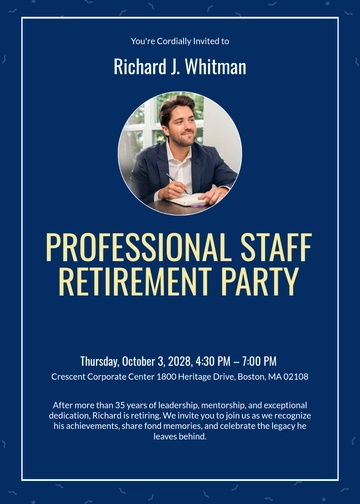 Free Professional Staff Retirement Party Invitation Template to Edit Online