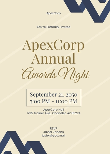 Free Professional Corporate Awards Night Invitation Template to Edit Online