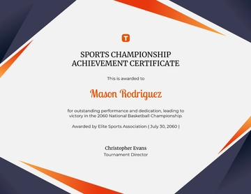 Free Sports Championship Achievement Certificate Template to Edit Online