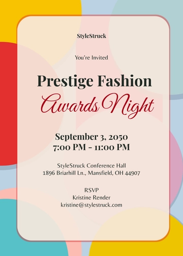 Free Colorful Prestige Awards Night Invitation Template to Edit Online