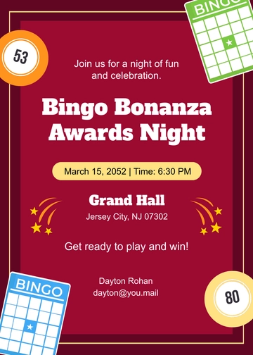 Free Bingo-Themed Awards Night Invitation Template to Edit Online