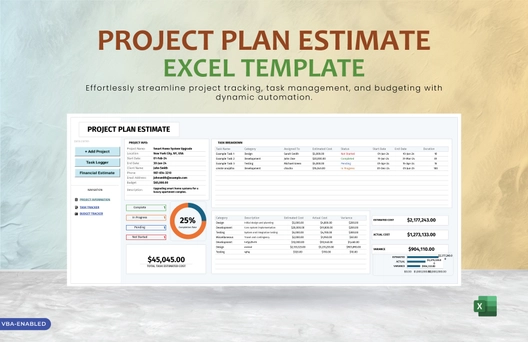 Project Plan Estimate Excel Template