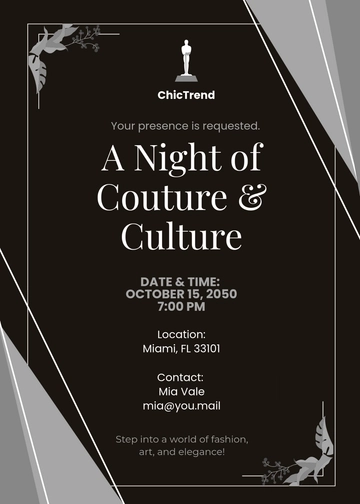 Free Aesthetic Met Gala Awards Night Invitation Template to Edit Online