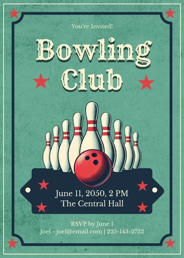 Free Vintage Bowling Invitation Background Template to Edit Online