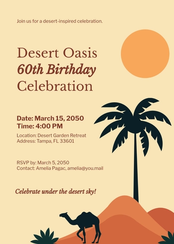 Free Desert-Themed 60th Birthday Design Invitation Template to Edit Online