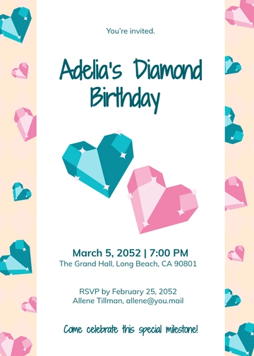 Free Diamond Themed 60th Birthday Invitation Template to Edit Online