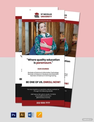 University Course Rack Card Template