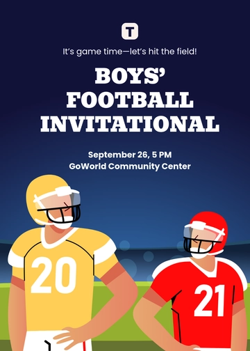 Free Football Invitation for Boys Template to Edit Online