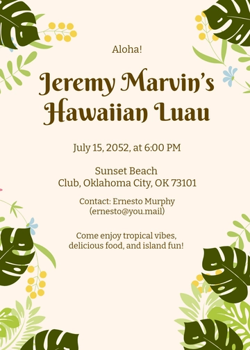 Free Simple Hawaiian 60th Birthday Invitation Template to Edit Online