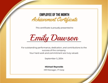Employee of the Month Achievement Certificate Template - Edit Online & Download