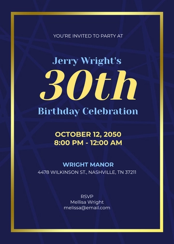 Free 30th Birthday Invitation Template for Men to Edit Online