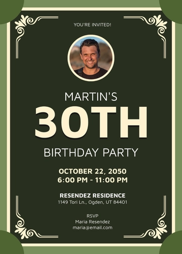 Free Digital 30th Birthday Invitation Template to Edit Online