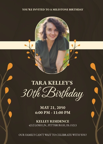 Free Custom Photo 30th Birthday Invitation Template to Edit Online