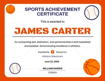 Basketball and Baseball Achievement Certificate Template - Edit Online & Download