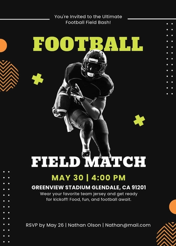 Free Creative Football Field Invitation Template to Edit Online