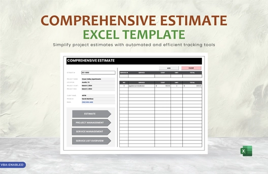 Comprehensive Estimate Excel Template