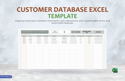 Customer Database Excel Template