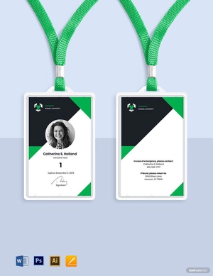 University Visitor ID Card Template