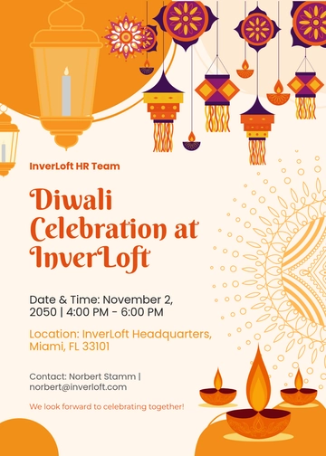 Free Diwali Office Invitation Template to Edit Online