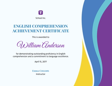 English Comprehension Achievement Certificate Template - Edit Online & Download