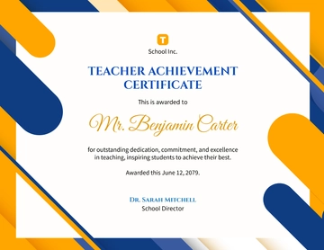 Professional Teacher Achievement Certificate Template - Edit Online & Download