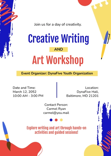 Free Youth Workshop Invitation Template with Program to Edit Online