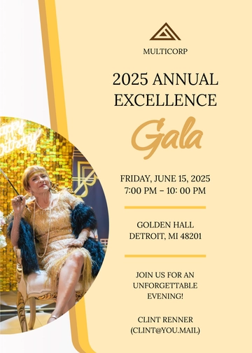 Free Gold Office Gala Invitation Design Template to Edit Online