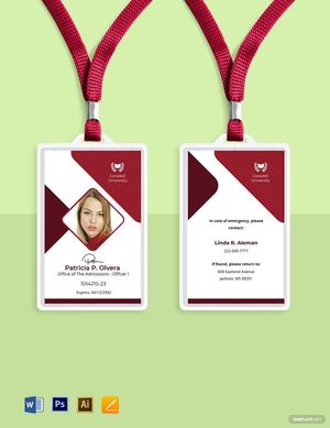 University Office ID Card Template
