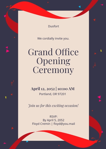 Free Office Opening Ceremony Invitation Template to Edit Online