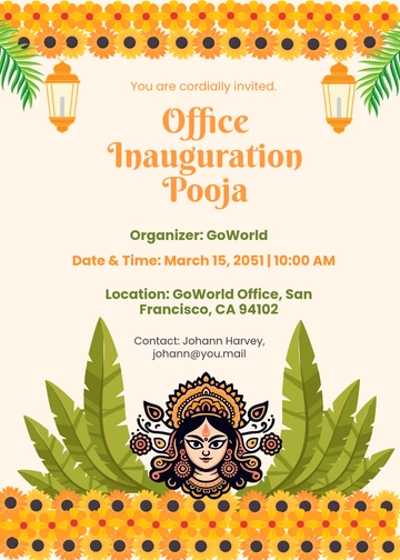Free Pooja Office Invitation Template to Edit Online
