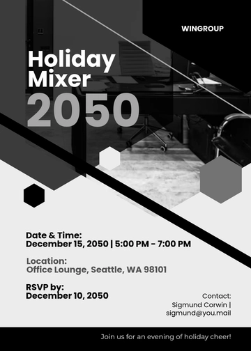 Free Black and Silver Casual Office Invitation Template to Edit Online