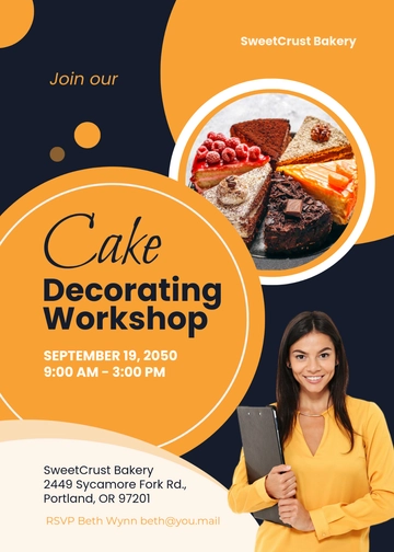 Free Cake Decorating Design Workshop Invitation Template to Edit Online