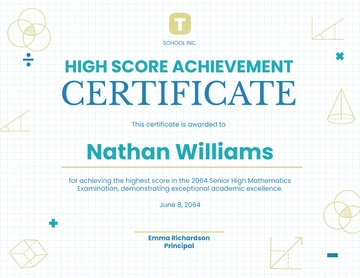 High Score Achievement Certificate Template - Edit Online & Download