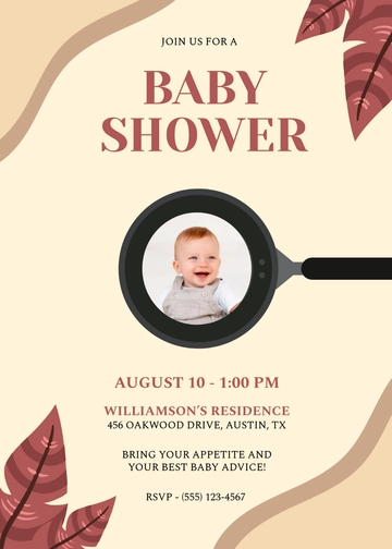 Beige Baby Shower Cookout Invitation Template - Edit Online & Download