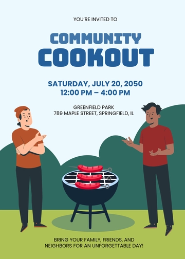 Creative Fun Community Cookout Invitation Template - Edit Online & Download