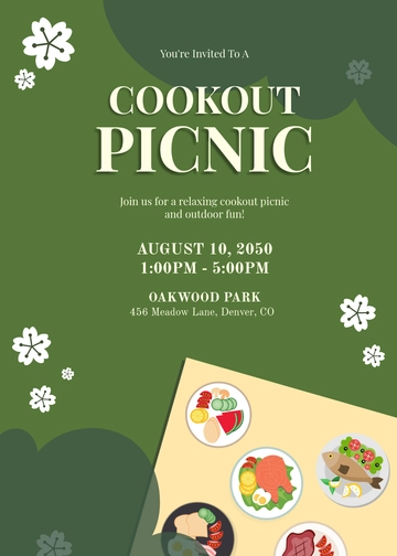Aesthetic Cookout Picnic Invitation Template - Edit Online & Download