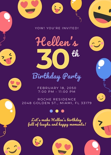 Simple Funny 30th Birthday Invitation Template - Edit Online & Download