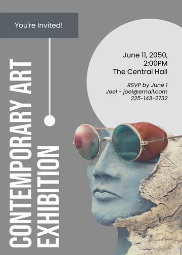 Gray Minimalist Exhibition Invitation Template - Download | Template.net