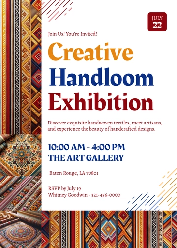 Creative Handloom Exhibition Invitation Template - Edit Online & Download