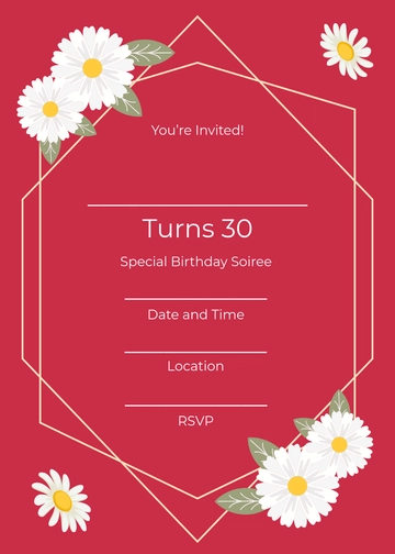 Blank Glamorous 30th Birthday Invitation Template - Edit Online & Download