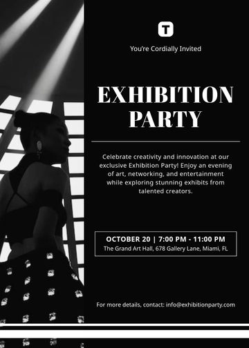 Black Background Exhibition Party Invitation Template - Edit Online & Download