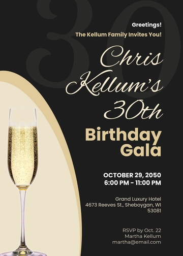Luxury 30th Birthday Invitation Template - Edit Online & Download