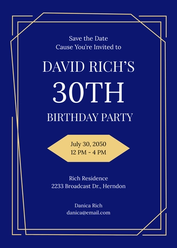 Professional 30th Birthday Save-the-Date Invitation Template - Edit Online & Download