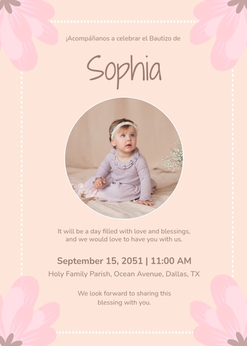 Digital Spanish Baptism Invitation Template - Edit Online & Download