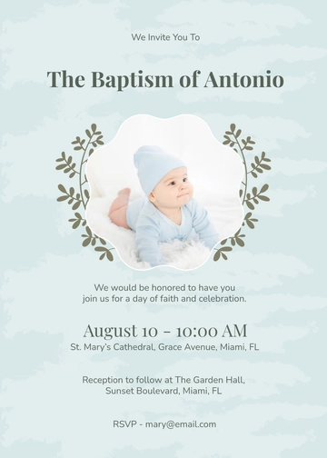 Watercolor Baptism Invitation Template - Edit Online & Download
