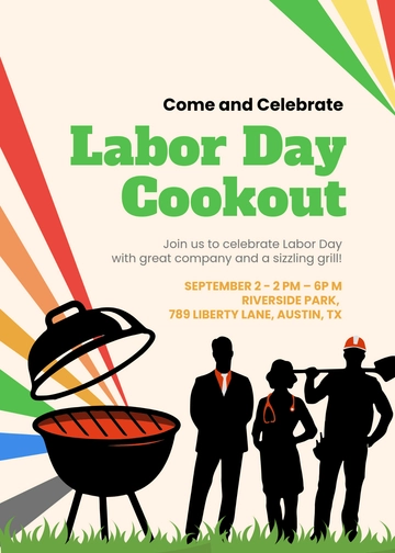 Colorful Labor Day Cookout Invitation Template - Edit Online & Download